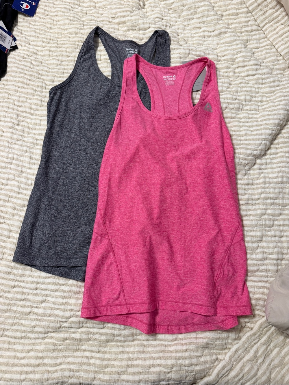Reebok Pink and Gray Racerback Performance Tank Tops Bundle